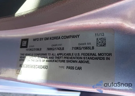 2014 Chevrolet Spark Ls Auto z USA, uszkodzony, nr VIN KL8CB6S90EC483493